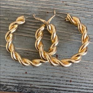 Large Gold Roped Detailing Hoops